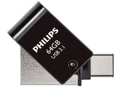 Philips FM64DC152B/00 64Gb 2 IN 1 TYPE-C/USB 3.1 Siyah Gri USB Flash Bellek resmi