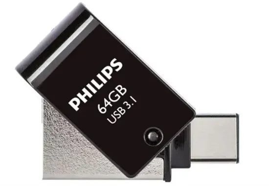 Philips FM64DC152B/00 64Gb 2 IN 1 TYPE-C/USB 3.1 Siyah Gri USB Flash Bellek resmi