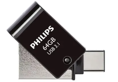 Philips FM12DC152B/00 128GB 2 IN 1 TYPE-C/USB 3.1 Siyah Gri USB Flash Bellek resmi