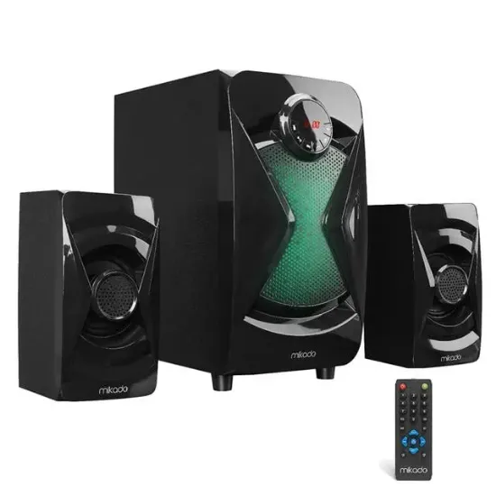 Mikado MD-370BT 38W Siyah BT/AUX/USB/FM/LED Işıklı Multimedia Speaker 2+1 Ses Sistemi resmi