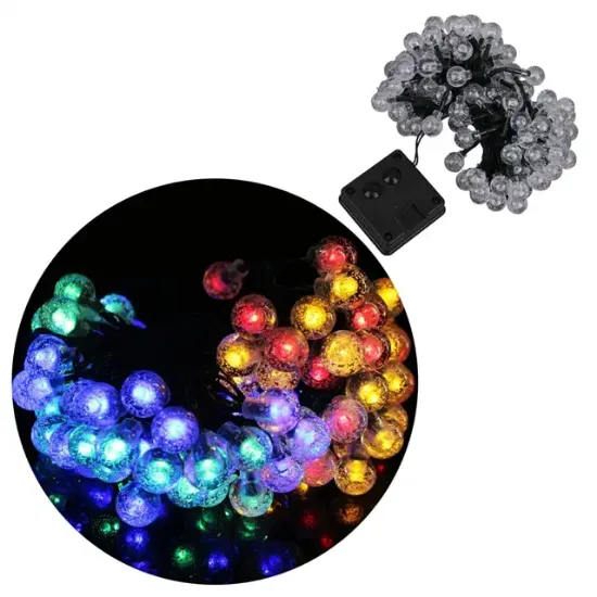 PowerMaster PM-29080 Solar Balon LED Dekoratif Bahçe Lambası 12M 100 Adet Çok Renkli Animasyonlu Dış Mekan LED Işık Zinciri resmi