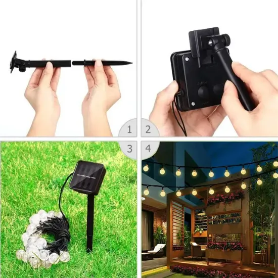 PowerMaster PM-29080 Solar Balon LED Dekoratif Bahçe Lambası 12M 100 Adet Çok Renkli Animasyonlu Dış Mekan LED Işık Zinciri resmi