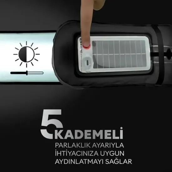 ZMR ZMR-385 Katlanır Şişirilebilir Beyaz Ledli Aydınlatma Tüpü USB Ve Güneş Enerjisi Şarjlı Armatür resmi