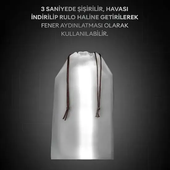 ZMR ZMR-385 Katlanır Şişirilebilir Beyaz Ledli Aydınlatma Tüpü USB Ve Güneş Enerjisi Şarjlı Armatür resmi