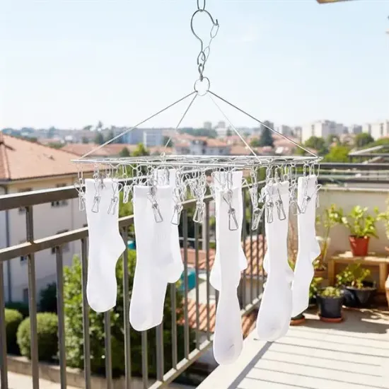 Sunup SN-29188 Metal Çorap Askısı 30 Mandallı Paslanmaz Çelik İç Çamaşırı Kurutma Askılığı resmi