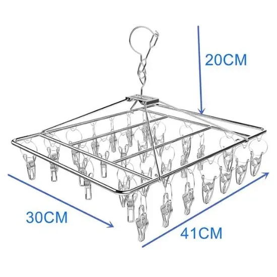 Sunup SN-29188 Metal Çorap Askısı 30 Mandallı Paslanmaz Çelik İç Çamaşırı Kurutma Askılığı resmi