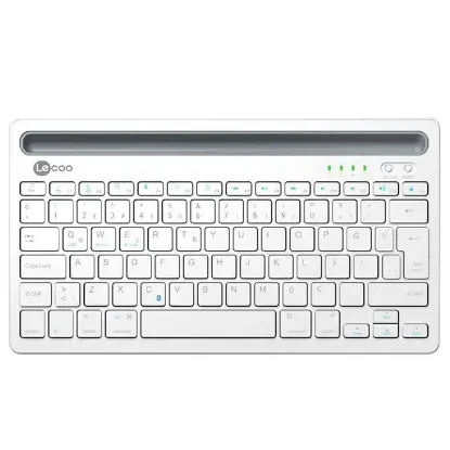 Lenovo Lecoo BK100 Bluetooth V3.0 Çoklu Cihaz Uyumlu Şarj Edilebilir Kablosuz Beyaz Türkçe Q Klavye resmi