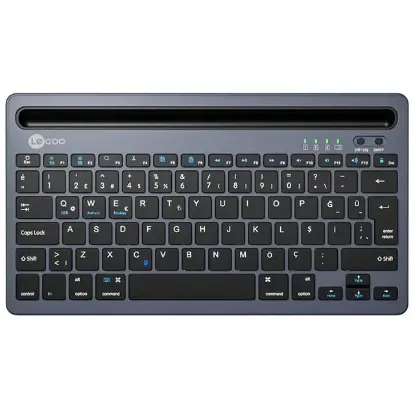 Lenovo Lecoo BK100 Bluetooth V3.0 Çoklu Cihaz Uyumlu Şarj Edilebilir Kablosuz Gri Türkçe Q Klavye resmi