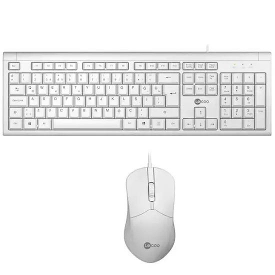 Lenovo Lecoo CM101 USB Kablolu Türkçe Q Klavye - Mouse Set Beyaz  resmi