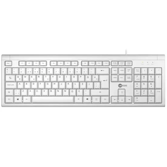 Lenovo Lecoo KB101 USB Kablolu Beyaz TÜRKÇE Q Klavye  resmi