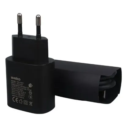 Weko WK-27877 Note10 Siyah 25 Watt Şarj Başlık Adaptörü + Type-C To Type-C Kablo resmi