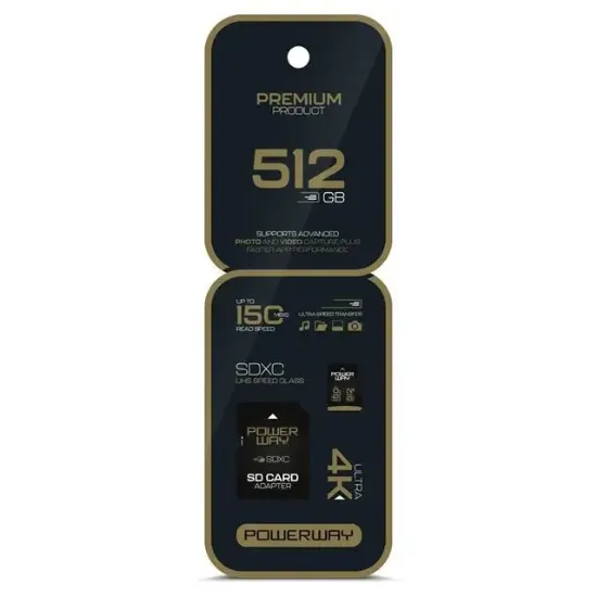 Powerway Premium 512 GB 150MB/S Ultra Hızlı 4K Destekli SDXC Hafıza Kartı resmi