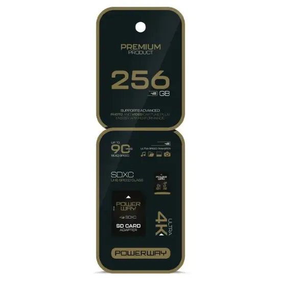 Powerway Premium 256 GB 90MB/S Ultra Hızlı 4K Destekli SDXC Hafıza Kartı resmi