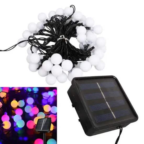 Winnboss EKL-12 7 Metre 50 Top Ledli Renkli 8 Modlu Solar Panelli Dış Mekan Aydınlatma Led 5 Watt resmi