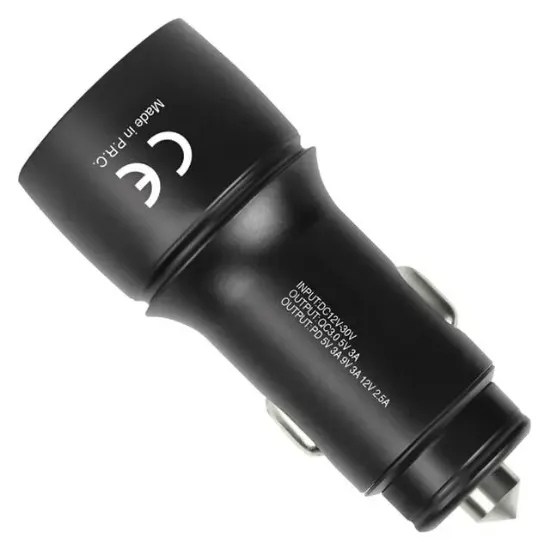 Powerway CC36 30W PD + QC 3.0 Çift Çıkışlı Metal Araç Çakmaklık Hızlı Şarj Kablolu Set resmi