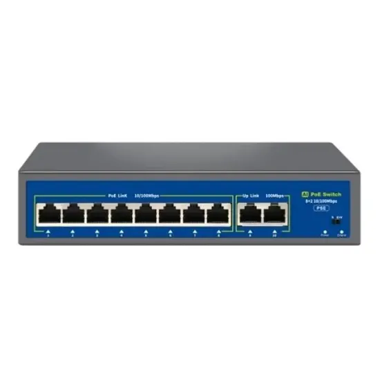 Novacom NVC-HIF0820FBL-C 8+2 Port 120W 10/100Mbps PoE Switch (250m Extend Modlu) resmi