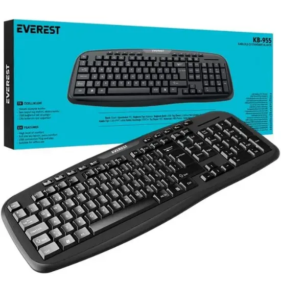 Everest KB-955 Siyah Usb Multimedia Kablolu Q Standart Klavye resmi