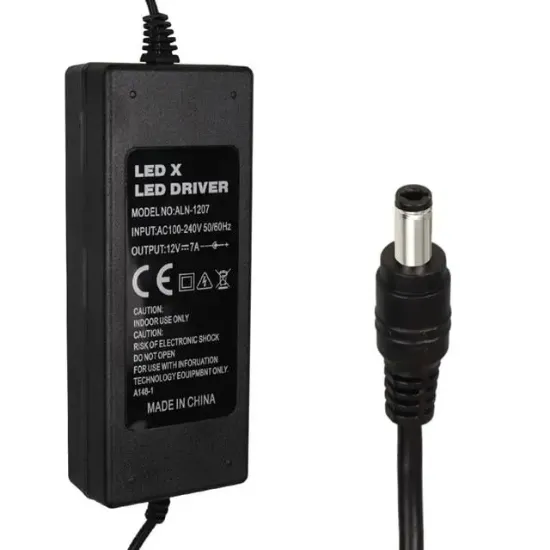 Ledx ALN-1207 12 Volt - 7 Amper 5.5*2.5 Mm Uç Plastik Kasa Masaüstü Adaptör resmi