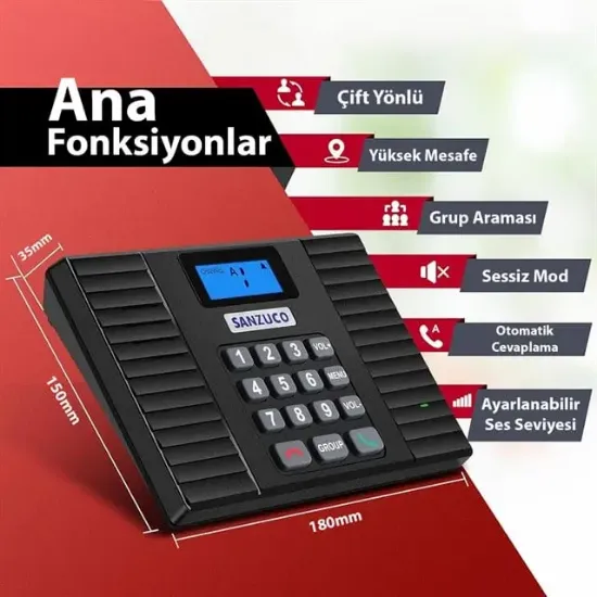 Hello F60D DC 5V 1A Kablosuz Intercom Sistemi 18 Kanal Kapalı Devre Sesli İletişim Çözümü resmi