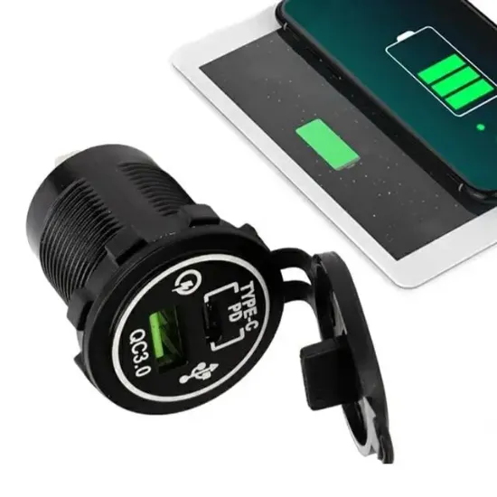 PowerMaster IC-266C-5 Pano Tipi Hızlı Şarj Soketi USB QC3.0 + Type-C PD (Otomobil-Tekne Uyumlu) resmi