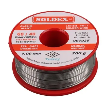 Soldex 1.00Mm Kalın 200 Gram Kalın Lehim Teli SN60 PB40 resmi