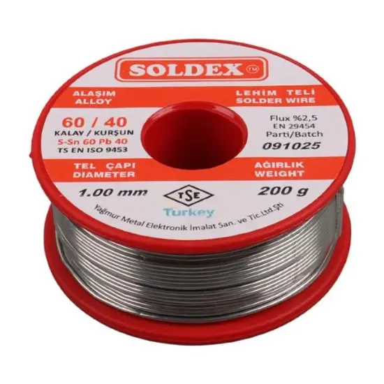 Soldex 1.00Mm Kalın 200 Gram Kalın Lehim Teli SN60 PB40 resmi