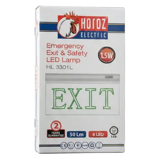 Horoz Zoff 1.5W 50 Lümen Şarjlı Camlı Acil Çıkış (Exit) Levhası resmi