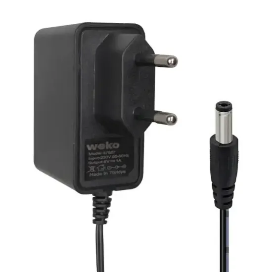Weko WK-37857 Plastik Kasa 8 Volt - 1  Amper Yerli Üretim 5.5*2.5 Mm Uçlu Priz Tipi Adaptör resmi