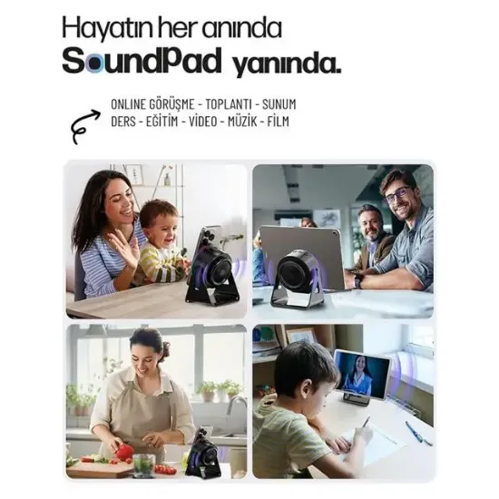 Enkado EKD-S11 5W İndüksiyonlu Bluetooth Hoparlör Ses Yükselten 2000mAh RGB Işıklı Standlı Speaker resmi