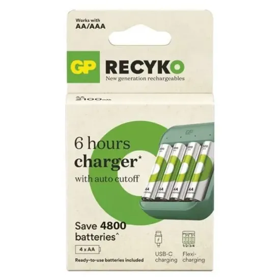 GP ReCyko B423 USB Pil Şarj Cihazı Seti -  4 Adet AA 2700mAh Yüksek Kapasiteli Şarjlı Pil Dahil resmi