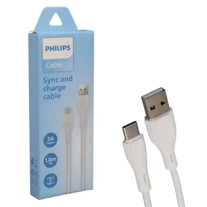 Philips DLC4001AW/70 USB-A to Type-C 3A 1 Metre Beyaz Hızlı Şarj ve Veri Kablosu resmi