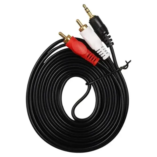 Fully G-530AG 3 Metre Gold Uçlu 2 RCA - 3.5mm Stereo Ses Kablosu resmi