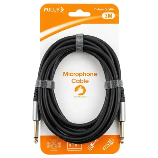 Fully G-527S 3 Metre 6.3mm Mono Jack-Jack Profesyonel Alüminyum Başlıklı Gitar ve Enstrüman Kablosu resmi