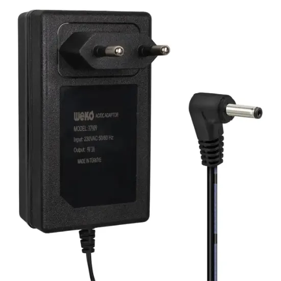 Weko WK-37909 9 Volt - 3 Amper 3.5*1.35 Mm Uçlu Yerli Üretim Priz Tipi Adaptör resmi