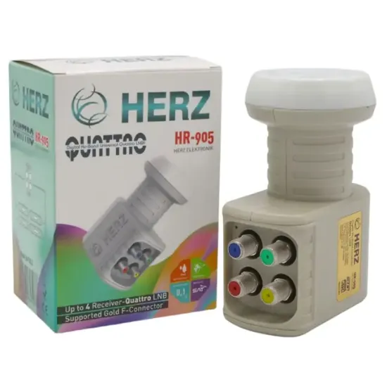 Herz HR-905 Digital Quattro Santral Tipi Ku-Band LNB - Altın Uçlu 0.1dB resmi