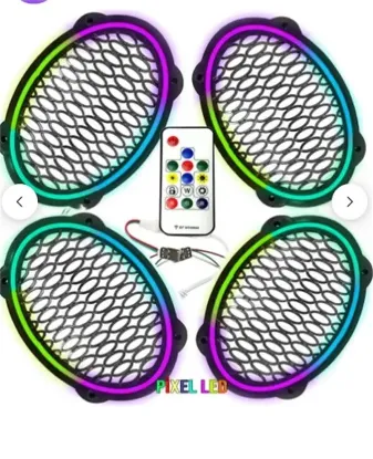 Poke PK-5653 4 Adet Oval Oto Hoparlör Kapağı Kumandalı Pixel Ledli RGB Animasyonlu Kapak resmi