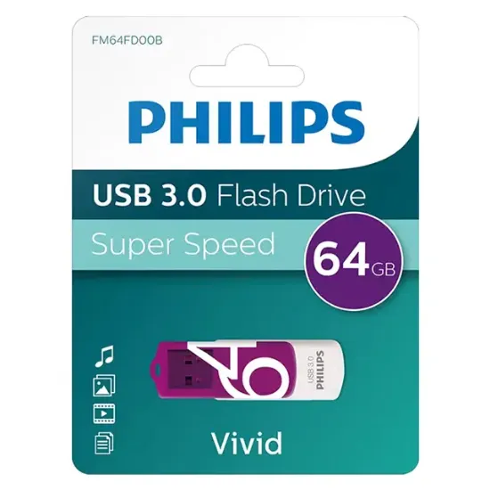 Philips Vivid FM64FD00B/00 64GB USB 3.0 Flash Bellek resmi