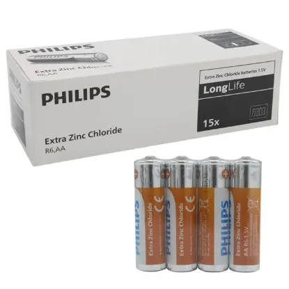 Philips Extra Zinc-Carbon Kalın Saat Kalem Pili AA (60'lı Paket) resmi