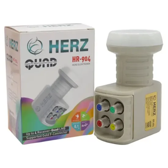 Herz HR-904 Digital Ku-Band Quad 4'lü LNB Universal - Altın Uçlu 0.1dB Sharp Chip resmi