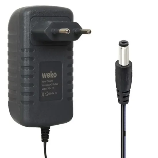 Weko WK-38626 Yerli Üretim 30 Volt - 1 Amper 5.5*2.5 Mm Uçlu Priz Tipi Şarj Adaptör resmi