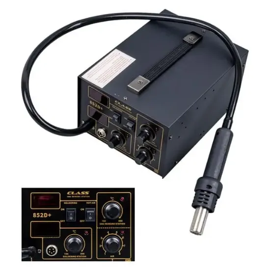 Class 852D+ Dijital Sıcak Hava Tabanca Üflemeli + Isı Ayarlı Havya Lehim İstasyonu resmi