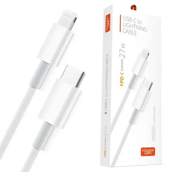 Powerway PD27 27W Type-C To Lightning Hızlı Şarj ve Veri Kablosu resmi