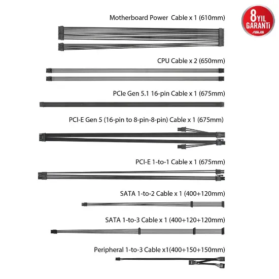 ASUS PRIME AP-850G 80+ GOLD 850W PCIe 5.1 ATX 3.1 resmi