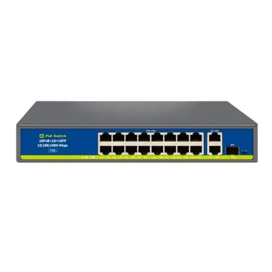 Novacom NVC-HIF1621GBL-C 16 Port 250W Full Gigabit PoE+ SFP Switch Uplink Metal Kasa resmi