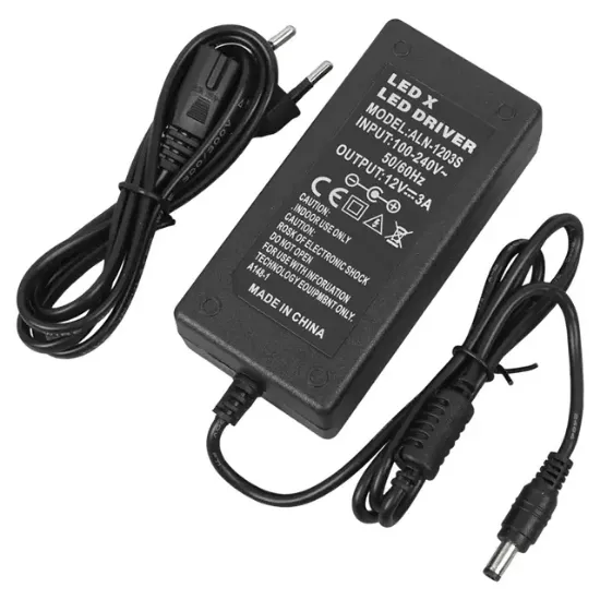 Powermaster PM-1980 12 Volt - 3 Amper - 36 Watt 5.5*2.5 Mm Uçlu Plastik Kasa Masaüstü Adaptör resmi