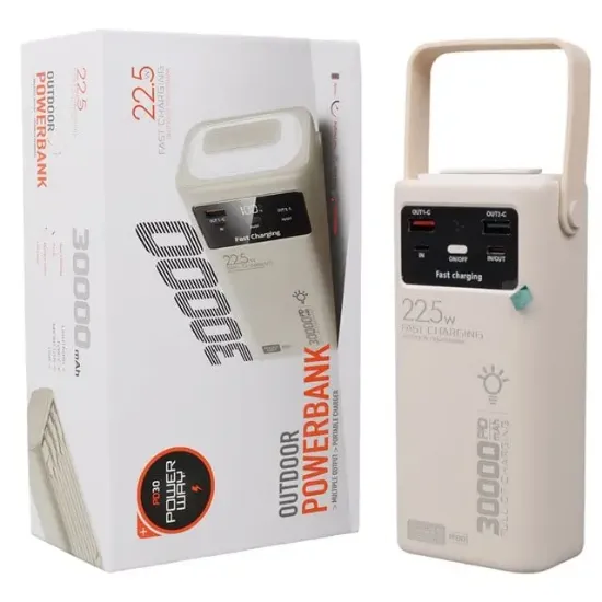 Powerway PD30 30.000mAh 22.5W PD & QC 3.0 Hızlı Şarj Destekli Dijital Göstergeli Powerbank resmi