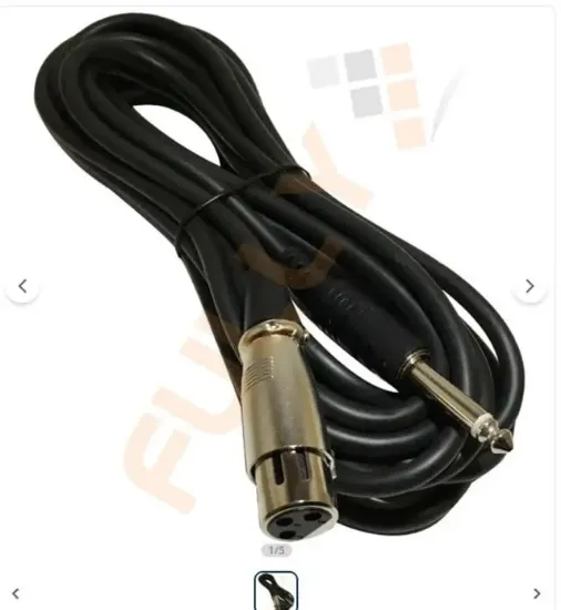 Fully G-526F 6.3mm Mono Erkek Canon Dişi 5 Metre Siyah Mikrofon Ara Kablosu resmi