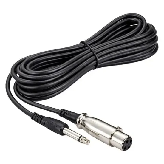 Fully G-526F 6.3mm Mono Erkek Canon Dişi 5 Metre Siyah Mikrofon Ara Kablosu resmi