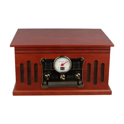 MagicVoice F39 Retro Vintage Çanta Pikap - CD - Kaset - Radyo - Bluetooth - AUX - USB Mp3 Çalar resmi