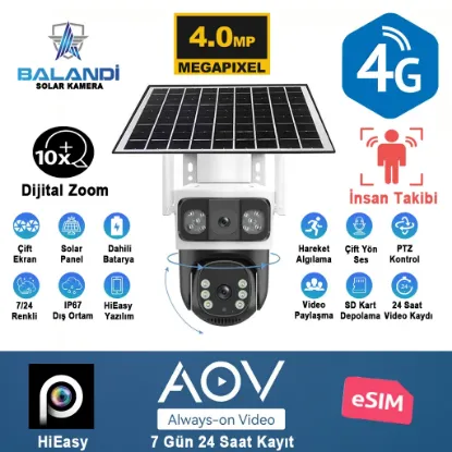 BALANDI PRO-8200GIP 4MP 2 KAMERALI 4G AOV ESIM SOLAR KAMERA (HIEASY) resmi